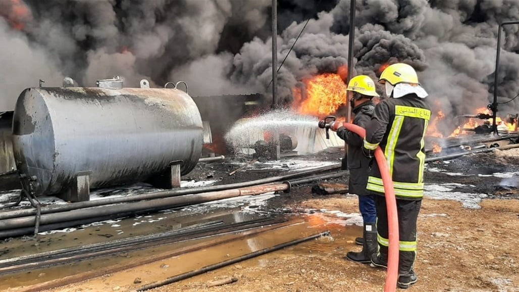 في ميسان.. حريق داخل أحواض للزفت الثقيل تابعة لوزارة الصناعة والمعادن